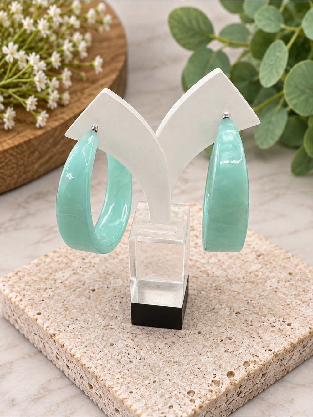 6/$25 - LC Lauren Conrad Seafoam Green Hoop Earrings (BR 777/3)